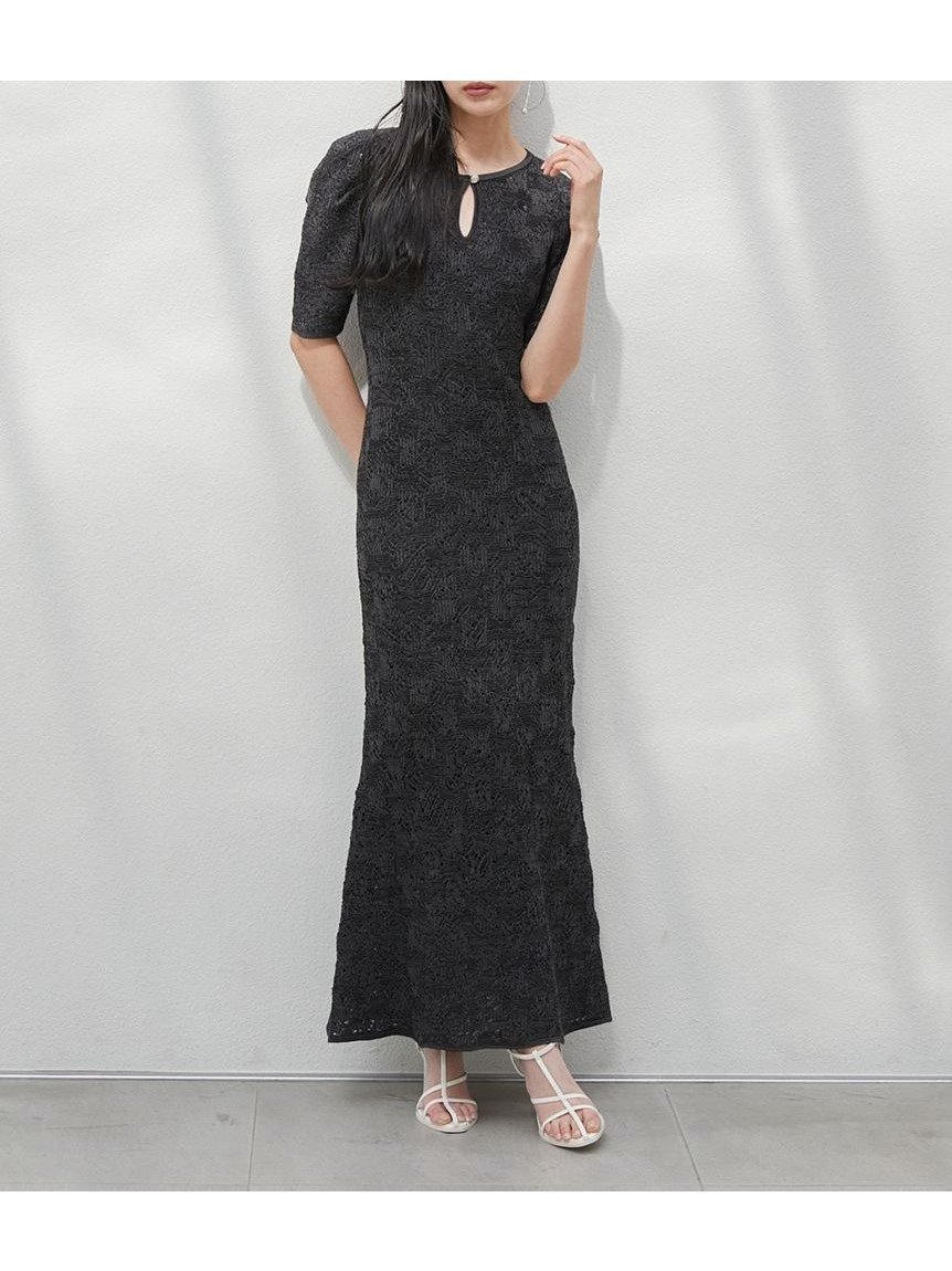 【スナイデル/SNIDEL】のSustainableクロシェライクニットワンピース インテリア・キッズ・メンズ・レディースファッション・服の通販 founy(ファニー) 　ファッション　Fashion　レディースファッション　WOMEN　ワンピース　Dress　ニットワンピース　Knit Dresses　インナー　Inner　エレガント 上品　Elegant　クラシカル　Classical　クロシェ　Crochet　シンプル　Simple　トレンド　Trend　ビビッド　Vivid　BLK[009]|ID: prp329100004485579 ipo3291000000031619667