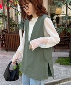 【ディスコート/Discoat】の【WEB限定】USコットンフリンジ深Vベスト カーキ|ID: prp329100004485769 ipo3291000000031990755