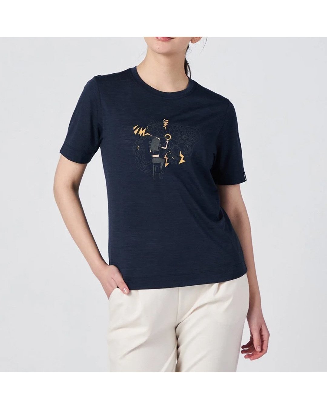 【エスエヌ スーパーナチュラル/sn super.natural】のHONAMI TSUBOI * W ウィズ ドローイング アート Tシャツ 人気、トレンドファッション・服の通販 founy(ファニー) 　ファッション　Fashion　レディースファッション　WOMEN　トップス・カットソー　Tops/Tshirt　シャツ/ブラウス　Shirts/Blouses　ロング / Tシャツ　T-Shirts　コラボ　Collaboration　定番　Standard　プリント　Print　ヨガ　Yoga　ラウンド　Round　リラックス　Relax　ビジネス 仕事 通勤　Business　 other-1|ID: prp329100004486397 ipo3291000000031626662