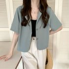 【ミニミニストア/miniministore】のベーシッククロップド丈半袖ジャケット 人気、トレンドファッション・服の通販 founy(ファニー) ファッション Fashion レディースファッション WOMEN アウター Coat Outerwear ジャケット Jackets カーディガン Cardigan ショート Short ジャケット Jacket セットアップ Set Up デコルテ Decolletage トレンド Trend 半袖 Short Sleeve 羽織 Haori おすすめ Recommend 夏 Summer thumbnail くすみブルー|ID: prp329100004486619 ipo3291000000032207416