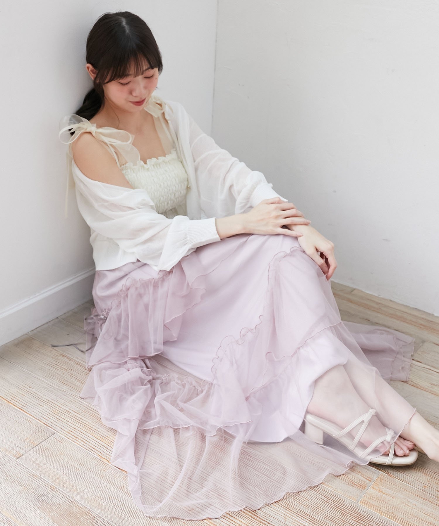 【マジェスティック レゴン/MAJESTIC LEGON】のチュールギャザーティアードスカート インテリア・キッズ・メンズ・レディースファッション・服の通販 founy(ファニー) 　ファッション　Fashion　レディースファッション　Fashion for Women　スカート　Skirts　ティアードスカート　Tiered Skirts　チュール　Tulip, Tulip Motif　ティアードスカート　Tiered Skirt, Flounced Skirt　フレア　Flare, Flared　リボン　Ribbon, Bow　ピンクベージュ|ID: prp329100004487567 ipo3291000000032750700