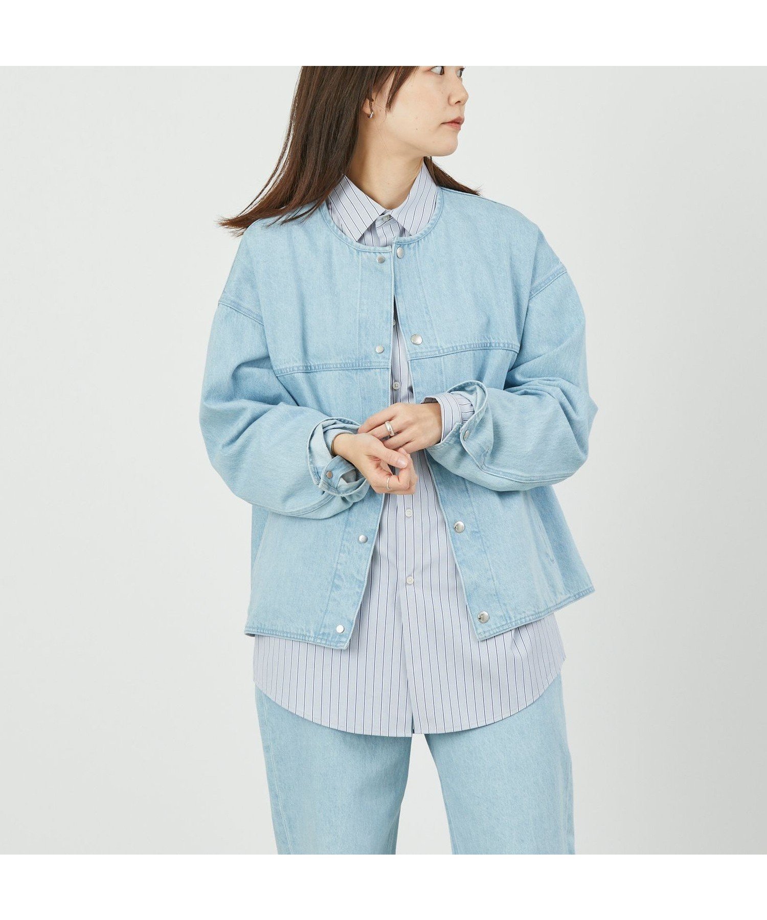 【マッキントッシュ フィロソフィー/MACKINTOSH PHILOSOPHY】のGREY LABEL デニムジャケット インテリア・キッズ・メンズ・レディースファッション・服の通販 founy(ファニー) 　ファッション　Fashion　レディースファッション　WOMEN　アウター　Coat Outerwear　ジャケット　Jackets　デニムジャケット　Denim Jackets　春　Spring　秋　Autumn/Fall　コレクション　Collection　ジャケット　Jacket　デニム　Denim　ドット　Dot　バランス　Balance　ブリーチ　Bleach　リラックス　Relax　ワーク　Work　おすすめ　Recommend　ライトブルー|ID: prp329100004487907 ipo3291000000031637311