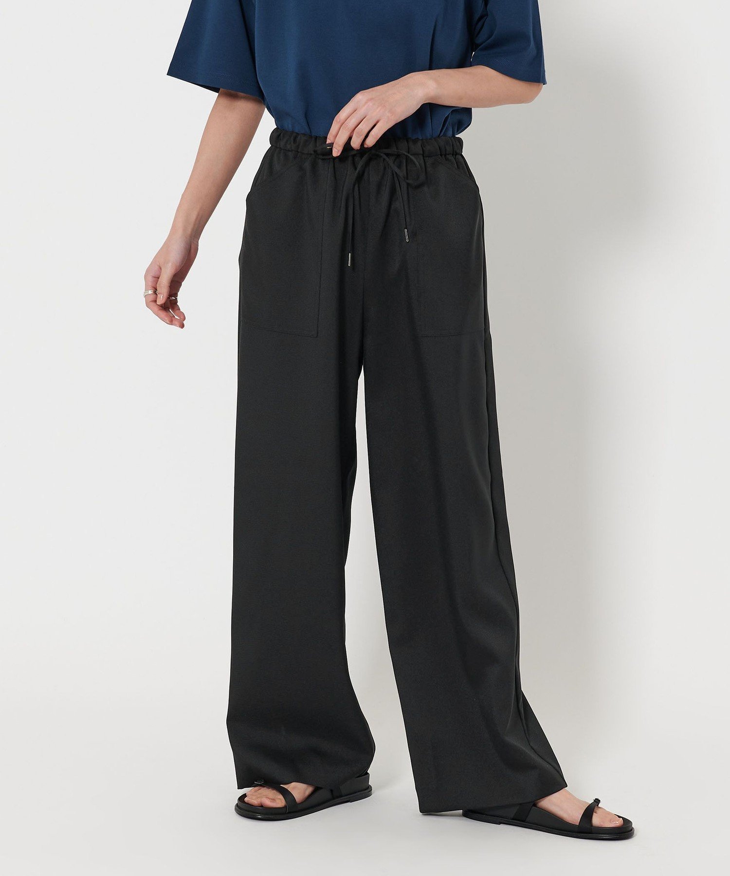 【ユナイテッドアローズ/UNITED ARROWS】のMARW UNITED ARROWS ドローストリング イージーパンツ インテリア・キッズ・メンズ・レディースファッション・服の通販 founy(ファニー) 　ファッション　Fashion　レディースファッション　WOMEN　パンツ　Pants　カットソー　Cut And Sew　シンプル　Simple　ストレート　Straight　ドローストリング　Drawstring　定番　Standard　人気　Popularity　ポケット　Pocket　ワイド　Wide　ビジネス 仕事 通勤　Business　BLACK|ID: prp329100004488014 ipo3291000000031993156