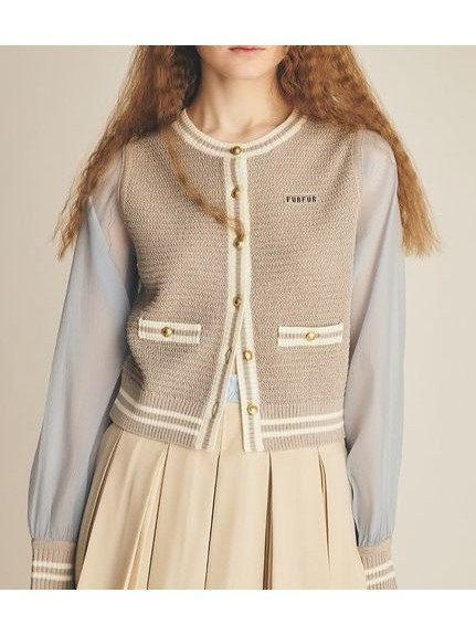 【ファーファー/FURFUR】の袖シアードッキングカーディガン インテリア・キッズ・メンズ・レディースファッション・服の通販 founy(ファニー) 　ファッション　Fashion　レディースファッション　WOMEN　トップス・カットソー　Tops/Tshirt　カーディガン　Cardigans　カーディガン　Cardigan　シアー　Sheer　ドッキング　Docking　LGRY[005]|ID: prp329100004488431 ipo3291000000031922237