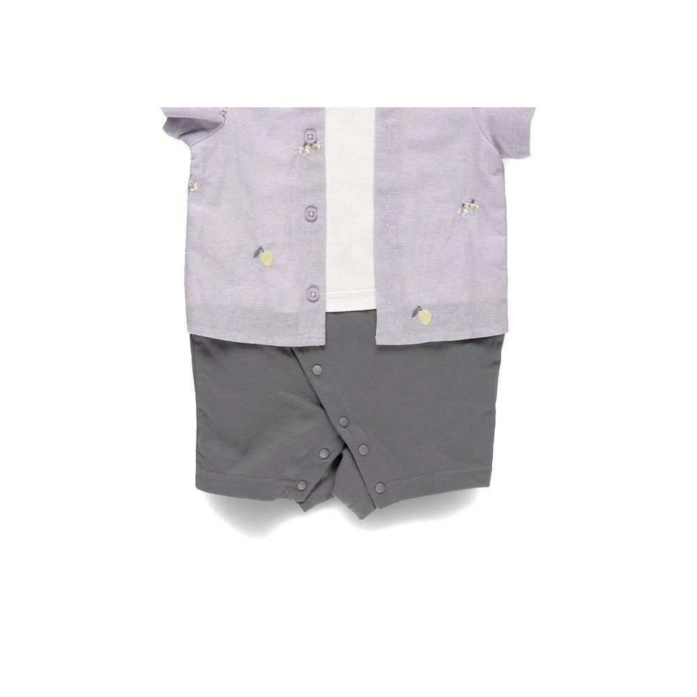 【ブランシェス/branshes / KIDS】の【おそろい】レモン フラワー総柄刺しゅう半袖カバーオール インテリア・キッズ・メンズ・レディースファッション・服の通販 founy(ファニー) 　ファッション　Fashion　キッズファッション　KIDS　春　Spring　切替　Switching　サッカー　Soccer　ショート　Short　ダンガリー　Dungarees　チュニック　Tunic　ドッキング　Docking　人気　Popularity　ハーフ　Half　フラワー　Flower　ベビー　Baby　半袖　Short Sleeve　ラベンダー　Lavender　S/S・春夏　Ss・Spring/Summer　おすすめ　Recommend　夏　Summer　旅行　Travel　エレガント 上品　Elegant　ラベンダー|ID: prp329100004488457 ipo3291000000031893276