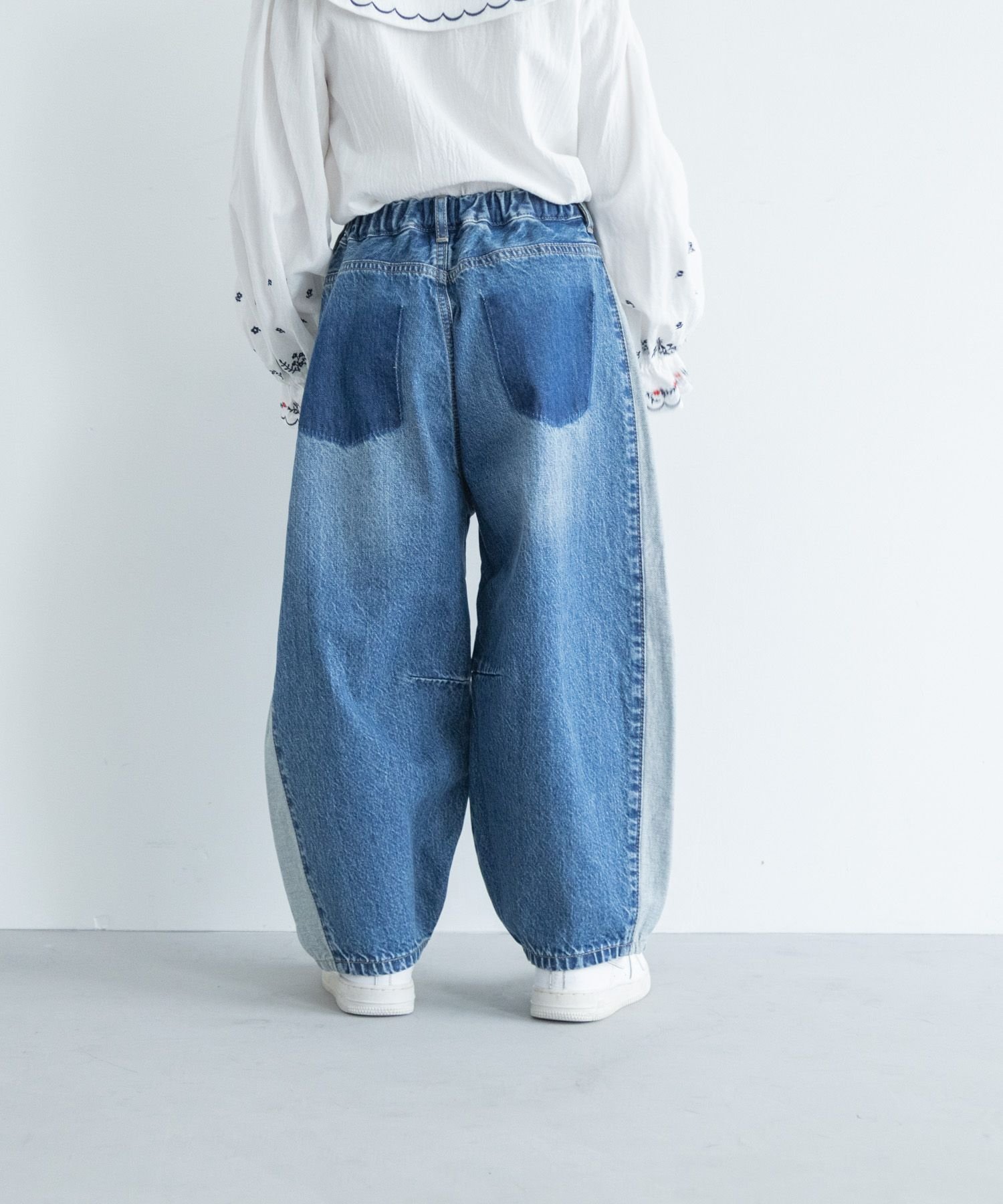 【ローリーズファーム/LOWRYS FARM / KIDS】のデニムコクーンパンツ インテリア・キッズ・メンズ・レディースファッション・服の通販 founy(ファニー) 　ファッション　Fashion　キッズファッション　KIDS　ボトムス　Bottoms/Kids　デニム　Denim　パッチワーク　Patchwork　ブルーパッチワーク|ID: prp329100004488458 ipo3291000000031994097