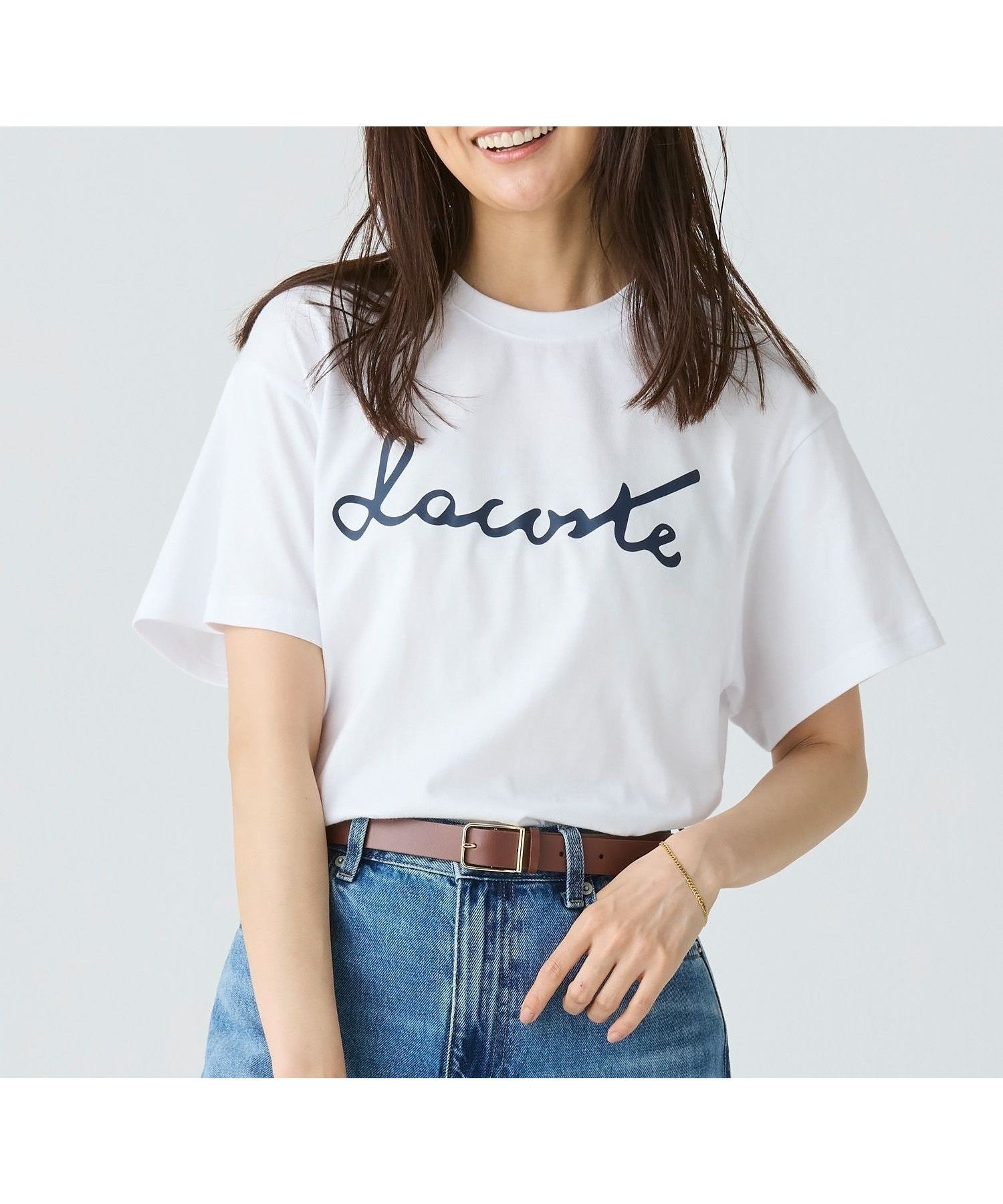 【ラコステ/LACOSTE】の【オンライン限定】LACOSTE スクリプトネームロゴ ルーズシルエットハーフスリーブTシャツ 人気、トレンドファッション・服の通販 founy(ファニー) 　ファッション　Fashion　レディースファッション　Fashion for Women　トップス・カットソー　Cut & Sew Tops　シャツ・ブラウス・オフィスカジュアル　Elegant Blouses & Button-Ups　ロングTシャツ・Tシャツ　Longline T-Shirts & Tees　ジャケット　Jacket, Outerwear　スタイリッシュ　Stylish, Fashionable　フロント　Front, Front Design　リラックス　Relax, Relaxed Fit　エレガント 上品　Elegant　半袖　Short Sleeve, Half Sleeve　 other-1|ID: prp329100004488493 ipo3291000000033581261