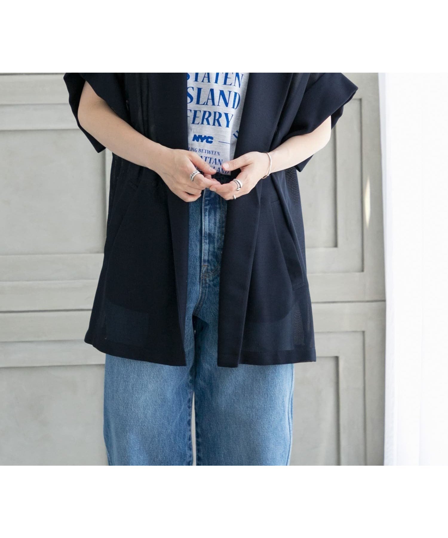 【アーバンリサーチ/URBAN RESEARCH】のメッシュハーフスリーブジャケット インテリア・キッズ・メンズ・レディースファッション・服の通販 founy(ファニー) 　ファッション　Fashion　レディースファッション　WOMEN　アウター　Coat Outerwear　ジャケット　Jackets　2024年　2024　2024春夏・S/S　Ss,Spring/Summer,2024　おすすめ　Recommend　キャミワンピース　Cami Dress　ジャケット　Jacket　スリーブ　Sleeve　タンク　Tank　メッシュ　Mesh　ルーズ　Loose　夏　Summer　S/S・春夏　Ss・Spring/Summer　NAVY|ID: prp329100004489581 ipo3291000000031720093