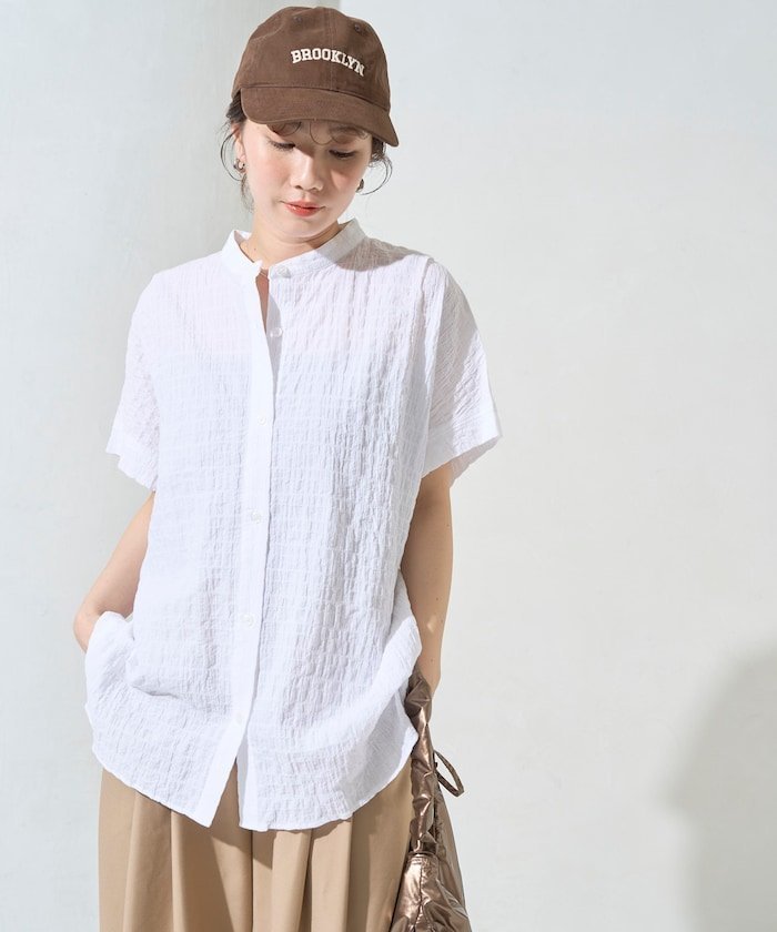 【フリークスストア/FREAK'S STORE】のナチュラル ポコポコ フレンチスリーブ ブラウス【限定展開】 25SS 人気、トレンドファッション・服の通販 founy(ファニー) 　ファッション　Fashion　レディースファッション　WOMEN　トップス・カットソー　Tops/Tshirt　シャツ/ブラウス　Shirts/Blouses　2025年　2025　2025春夏・S/S　Ss,Spring/Summer,2025　キャップ　Cap　スウェット　Sweat　スラックス　Slacks　スリーブ　Sleeve　フレンチ　French　ワイド　Wide　 other-1|ID: prp329100004489851 ipo3291000000031758380
