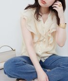 【ナチュラルクチュール/natural couture】のラッフルフリルキーネックブラウス ライトベージュ|ID:prp329100004489904