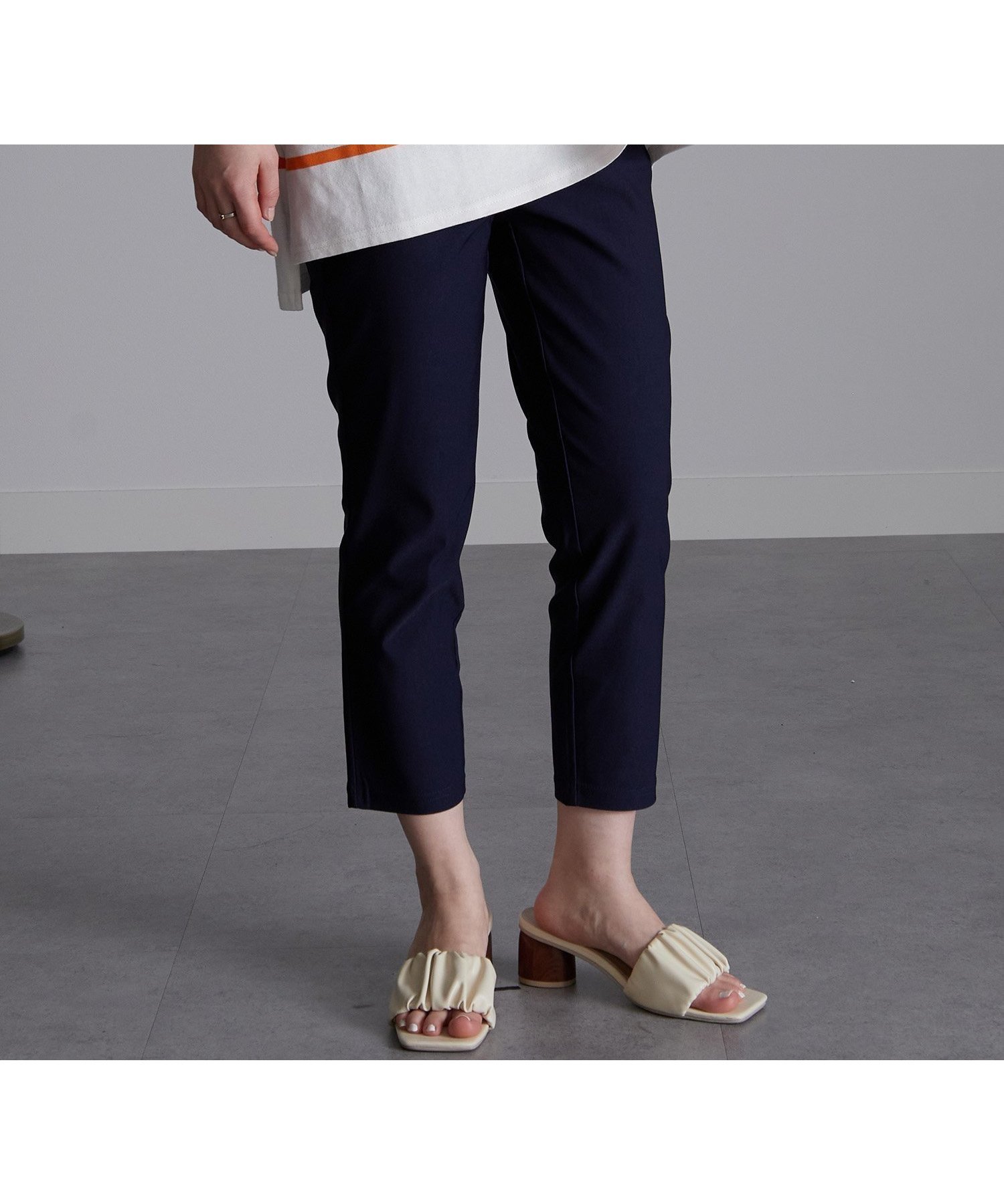 【ラナン/Ranan】の機能付美脚クロップドパンツ インテリア・キッズ・メンズ・レディースファッション・服の通販 founy(ファニー) 　ファッション　Fashion　レディースファッション　WOMEN　パンツ　Pants　ストレッチ　Stretch　夏　Summer　ネイビー|ID: prp329100004490443 ipo3291000000032339985
