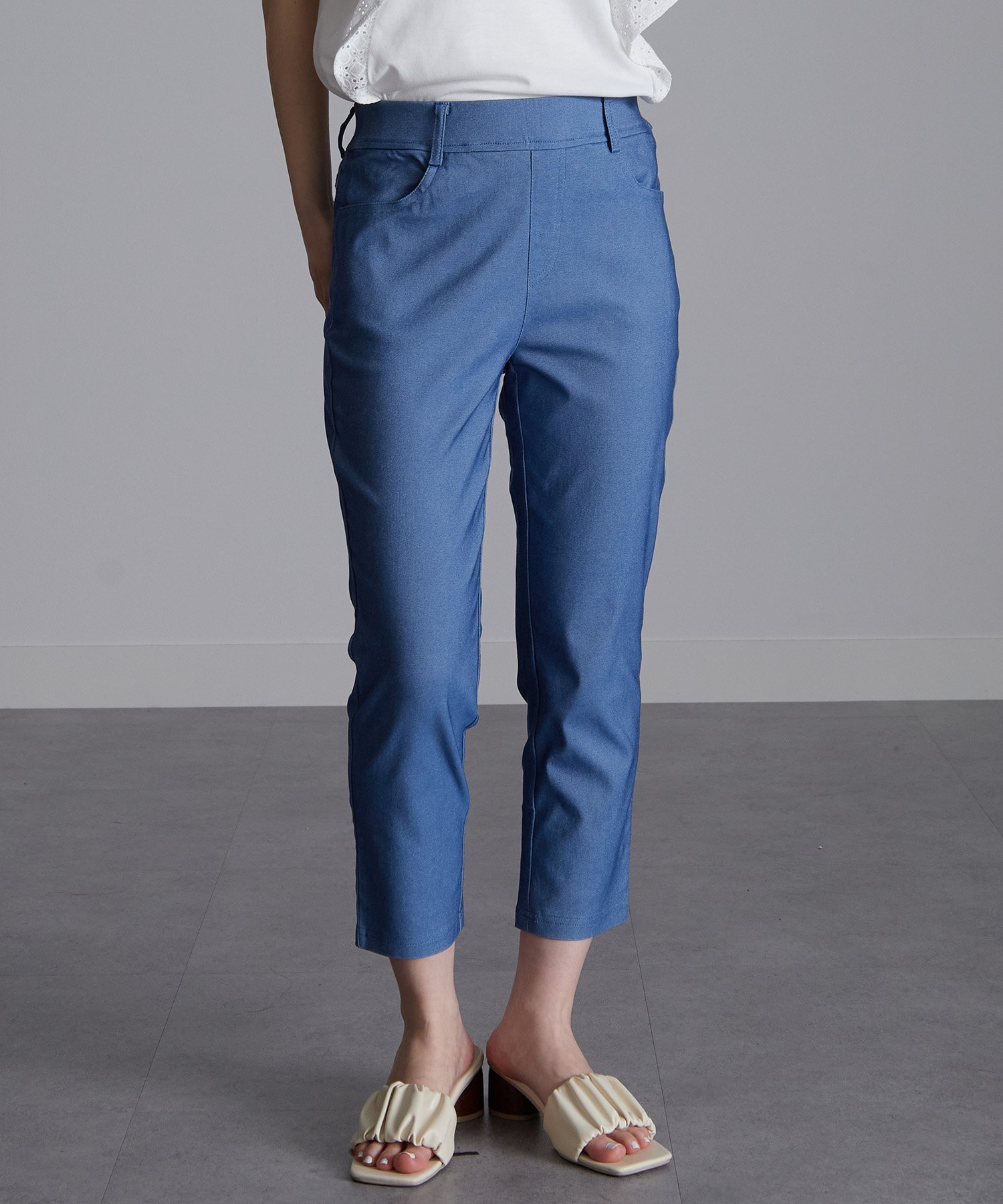 【ラナン/Ranan】の機能付美脚クロップドパンツ インテリア・キッズ・メンズ・レディースファッション・服の通販 founy(ファニー) 　ファッション　Fashion　レディースファッション　WOMEN　パンツ　Pants　ストレッチ　Stretch　夏　Summer　デニムチョウブルー|ID: prp329100004490443 ipo3291000000032339995