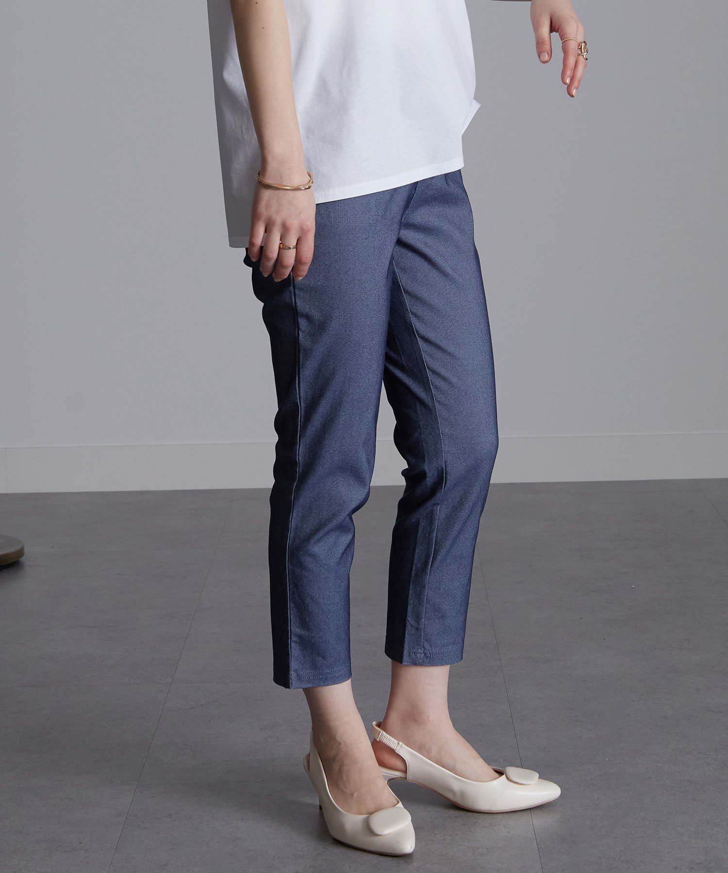 【ラナン/Ranan】の機能付美脚クロップドパンツ インテリア・キッズ・メンズ・レディースファッション・服の通販 founy(ファニー) 　ファッション　Fashion　レディースファッション　WOMEN　パンツ　Pants　ストレッチ　Stretch　夏　Summer　デニムチョウインディゴ|ID: prp329100004490443 ipo3291000000032339998