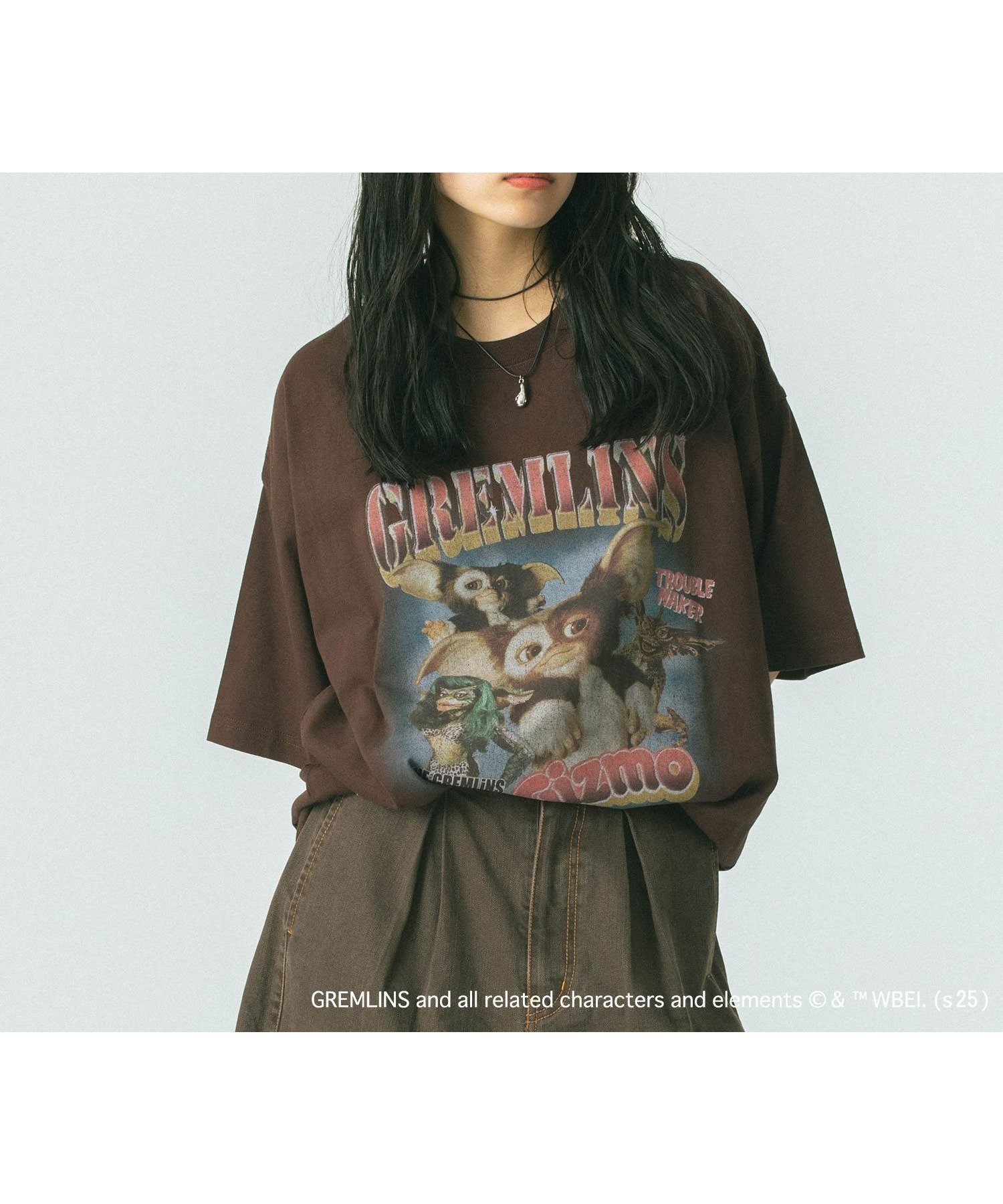 【ローズバッド/ROSE BUD】の【WEB・一部店舗限定/ROSE BUD LIMITED】GREMLINS BIG TEE インテリア・キッズ・メンズ・レディースファッション・服の通販 founy(ファニー) 　ファッション　Fashion　レディースファッション　WOMEN　おすすめ　Recommend　ショート　Short　デニム　Denim　ビッグ　Big　プリント　Print　ワンポイント　One Point　BROWN|ID: prp329100004490636 ipo3291000000031936606