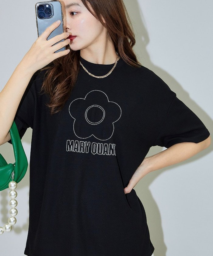 【フリークスストア/FREAK'S STORE】の刺繍 ワッフルTシャツ 限定展開 25SS インテリア・キッズ・メンズ・レディースファッション・服の通販 founy(ファニー) 　ファッション　Fashion　レディースファッション　Fashion for Women　トップス・カットソー　Cut & Sew Tops　シャツ・ブラウス・オフィスカジュアル　Elegant Blouses & Button-Ups　ロングTシャツ・Tシャツ　Longline T-Shirts & Tees　スペシャル　Special, Limited Edition　ミニスカート　Mini Skirt, Short Skirt　モチーフ　Motif, Design Theme　リアル　Real, Realistic　ワッフル　Waffle, Waffle Knit　S/S・春夏　SS, Spring/Summer, Warm Season　おすすめ　Recommended / Our Picks　夏　Summer　2025年　2025　2025春夏・S/S　Spring/Summer 2025 SS25　ブラック|ID: prp329100004490639 ipo3291000000032254586