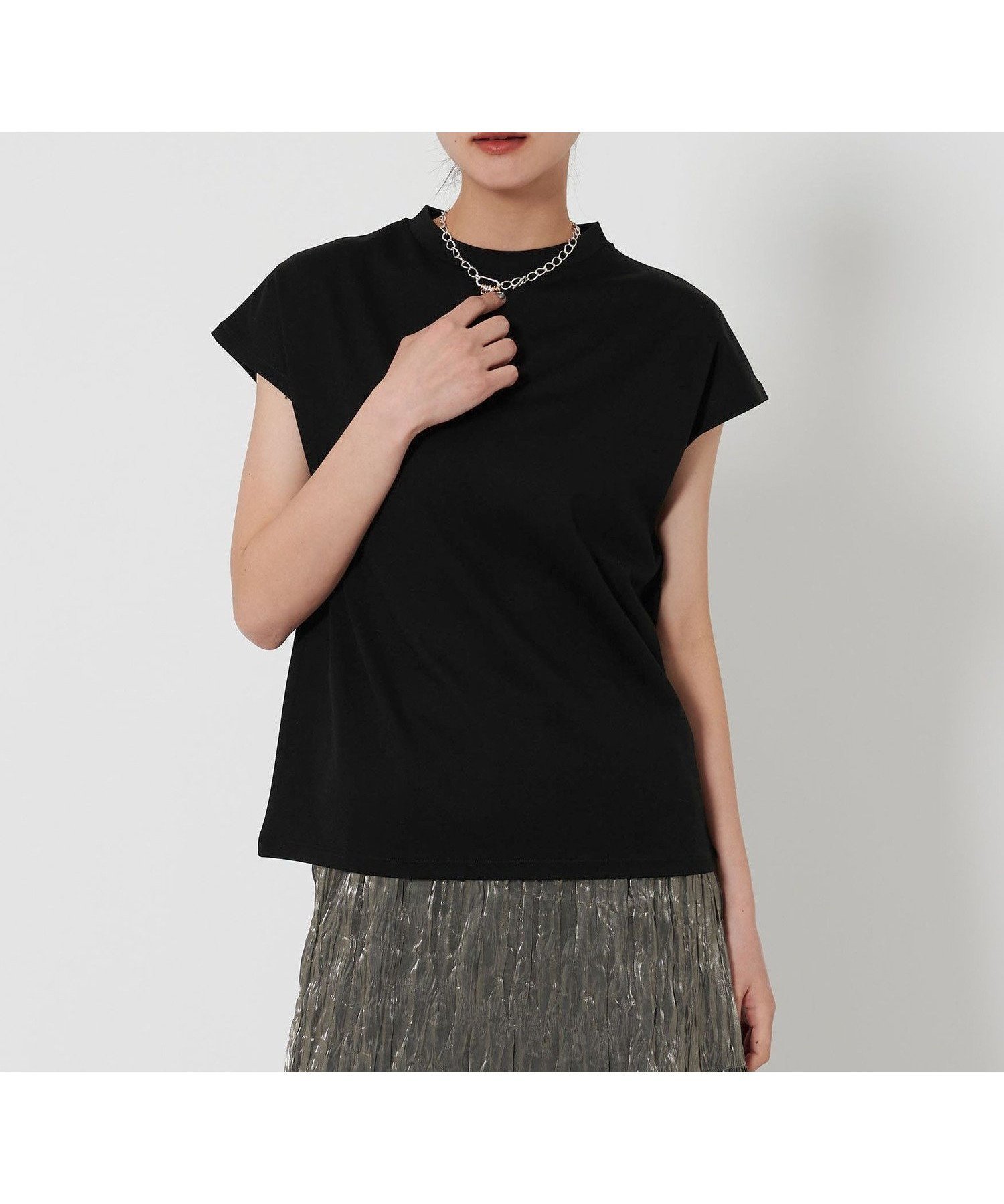 【ビューティ&ユース ユナイテッドアローズ/BEAUTY&YOUTH / UNITED ARROWS】のクルーネック フレンチスリーブ カットソー インテリア・キッズ・メンズ・レディースファッション・服の通販 founy(ファニー) 　ファッション　Fashion　レディースファッション　Fashion for Women　トップス・カットソー　Cut & Sew Tops　カットソー・ベーシックTシャツ　Cut-and-Sewn Tops / Stretch Tees & Basics　カットソー　Cut and Sewn Top　キャミワンピース　Cami Dress, Slip Dress　シンプル　Simple, Minimal　スリーブ　Sleeve, Long Sleeve / Short Sleeve　トレンド　Trend, Trending Now　定番　Standard, Basic Item　フレンチ　French, French Style　ボトム　Bottoms, Lower Wear　おすすめ　Recommended / Our Picks　夏　Summer　エレガント 上品　Elegant　BLACK|ID: prp329100004490663 ipo3291000000032527142