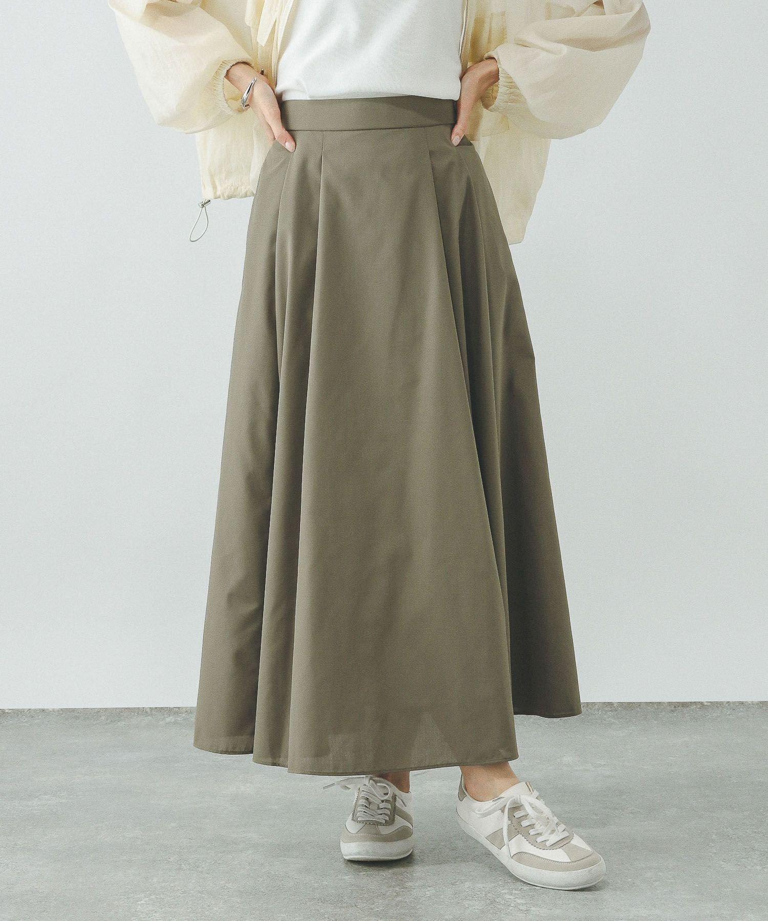 【グローバルワーク/GLOBAL WORK】のコットンライクフレアスカート/319740 インテリア・キッズ・メンズ・レディースファッション・服の通販 founy(ファニー) 　ファッション　Fashion　レディースファッション　Ladies' Fashion Online　スカート　Skirt　Aライン/フレアスカート　Flared A-Line Skirts　ギャザー　Gather　シンプル　Simple　チェック　Check　フレア　Flare　ベーシック　Basic　旅行　Travel　楽ちん　Easy　無地　Plain Color　カーキ78|ID: prp329100004490673 ipo3291000000032590635