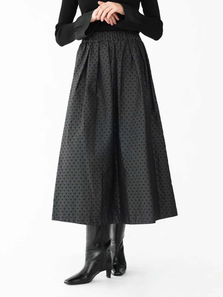 【ラシュッド/LASUD】のリバーシブルドットスカート インテリア・キッズ・メンズ・レディースファッション・服の通販 founy(ファニー) 　ファッション　Fashion　レディースファッション　WOMEN　スカート　Skirt　コラボ　Collaboration　ダブル　Double　ドット　Dot　フレア　Flare　リバーシブル　Reversible　エレガント 上品　Elegant　グレー|ID: prp329100004490982 ipo3291000000031906647