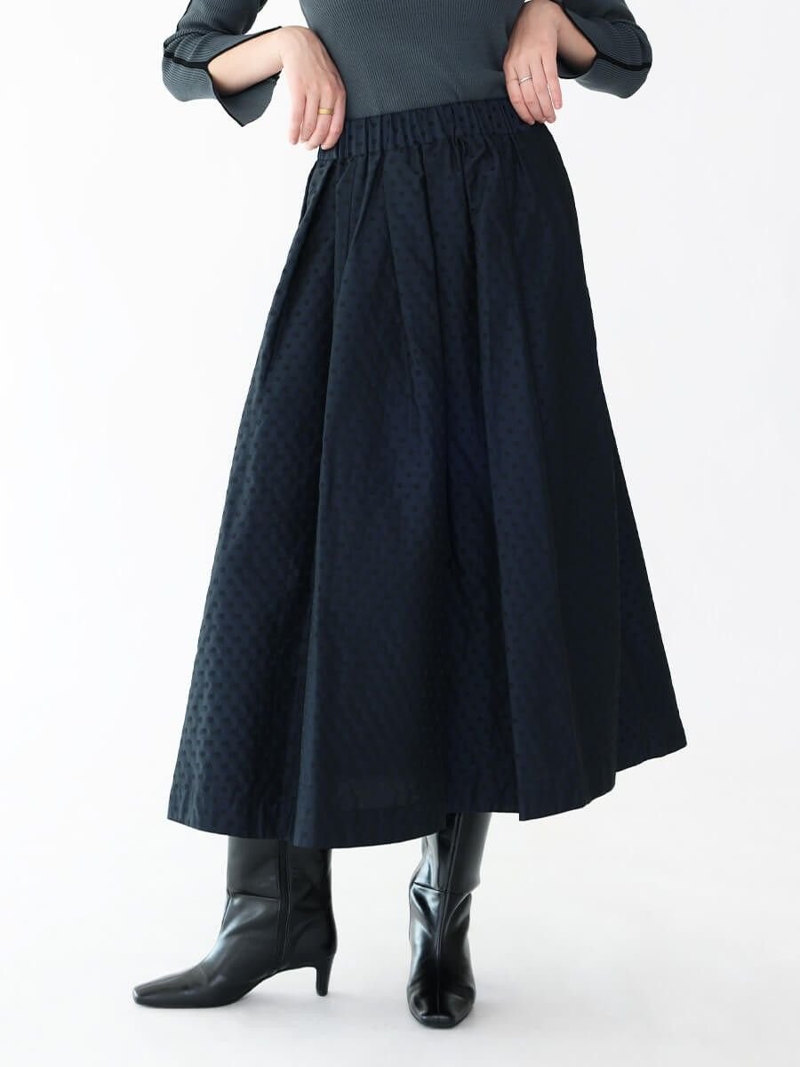 【ラシュッド/LASUD】のリバーシブルドットスカート インテリア・キッズ・メンズ・レディースファッション・服の通販 founy(ファニー) 　ファッション　Fashion　レディースファッション　WOMEN　スカート　Skirt　コラボ　Collaboration　ダブル　Double　ドット　Dot　フレア　Flare　リバーシブル　Reversible　エレガント 上品　Elegant　ネイビー|ID: prp329100004490982 ipo3291000000031906649