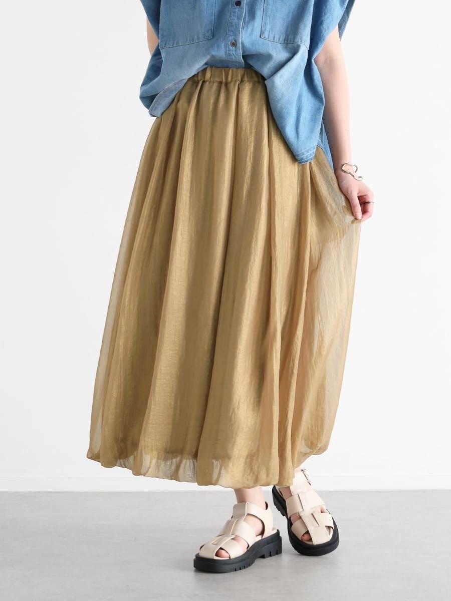 【ヴァン/Vin】のシフォンバルーンスカート インテリア・キッズ・メンズ・レディースファッション・服の通販 founy(ファニー) 　ファッション　Fashion　レディースファッション　WOMEN　スカート　Skirt　おすすめ　Recommend　カットソー　Cut And Sew　シフォン　Chiffon　バルーン　Balloon　春　Spring　ゴールド|ID: prp329100004491070 ipo3291000000031997129