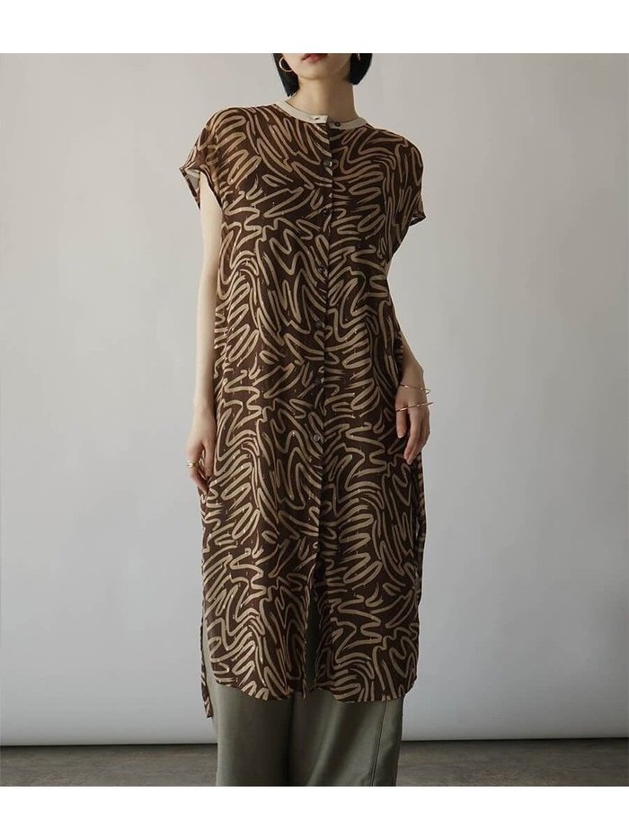 【ラシュッド/LASUD】のウェーブペイントシアーワンピース インテリア・キッズ・メンズ・レディースファッション・服の通販 founy(ファニー) https://founy.com/ ファッション Fashion レディースファッション Fashion for Women ワンピース Dresses おすすめ Recommended / Our Picks ウェーブ Wavy Pattern ワイド Wide, Wide Fit |ID: prp329100004491414 ipo3291000000032721959
