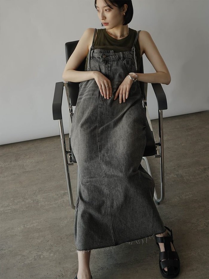 【ラシュッド/LASUD】のアシメフロントデニムジャンパースカート(light gray) インテリア・キッズ・メンズ・レディースファッション・服の通販 founy(ファニー) https://founy.com/ ファッション Fashion レディースファッション Fashion for Women スカート Skirts アシンメトリー Asymmetrical Style スリット Slit, Slit Detail デニム Denim, Jeans Material |ID: prp329100004491416 ipo3291000000032709148