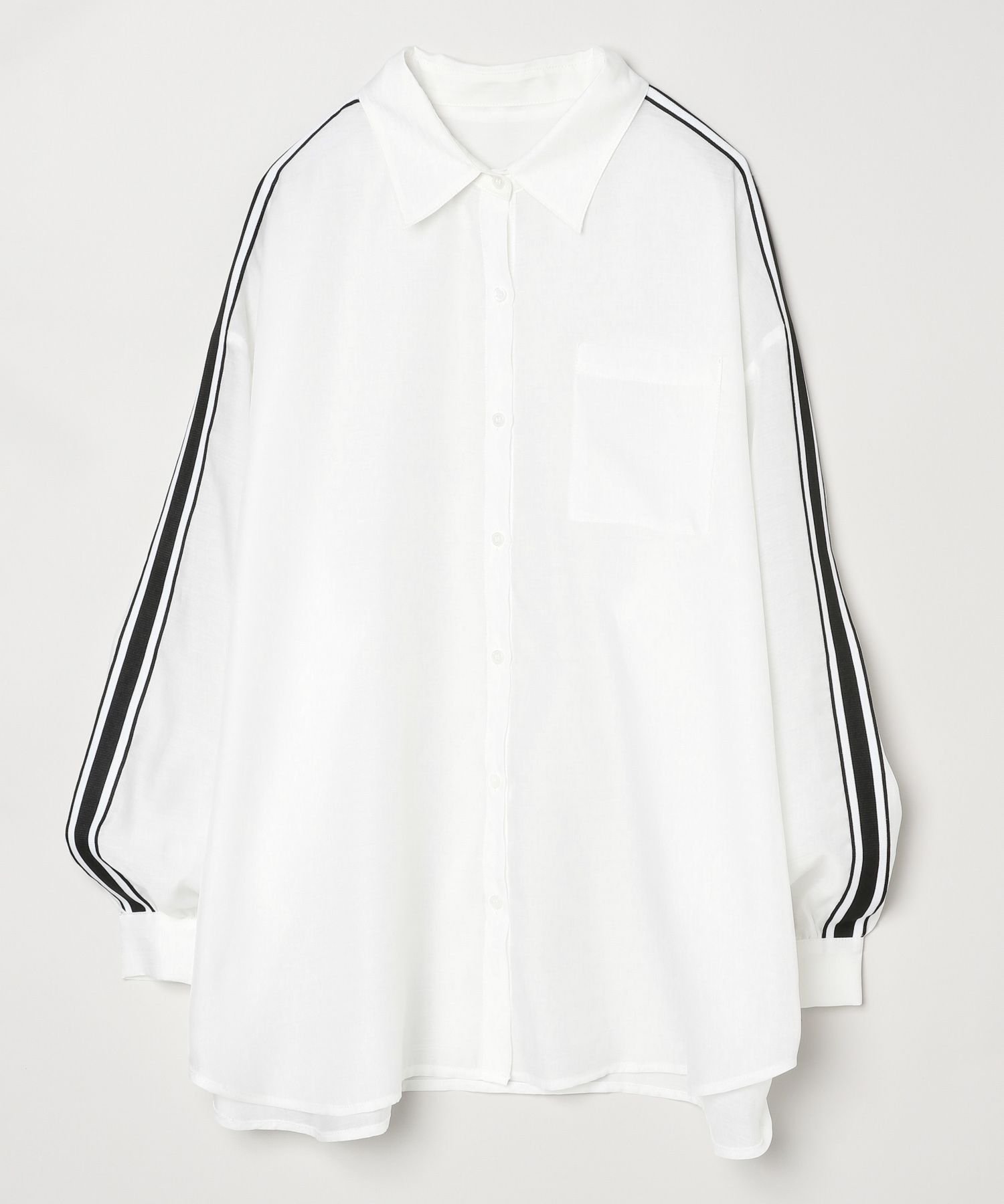 【ジーナシス/JEANASiS】のシアーラインシャツ インテリア・キッズ・メンズ・レディースファッション・服の通販 founy(ファニー) 　ファッション　Fashion　レディースファッション　WOMEN　トップス・カットソー　Tops/Tshirt　シャツ/ブラウス　Shirts/Blouses　おすすめ　Recommend　シアー　Sheer　シンプル　Simple　デニム　Denim　フレア　Flare　ボトム　Bottom　ワイド　Wide　ワーク　Work　羽織　Haori　ホワイト|ID: prp329100004491602 ipo3291000000031799613