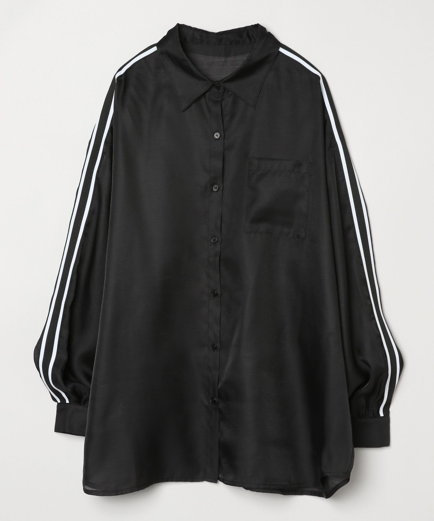 【ジーナシス/JEANASiS】のシアーラインシャツ インテリア・キッズ・メンズ・レディースファッション・服の通販 founy(ファニー) 　ファッション　Fashion　レディースファッション　WOMEN　トップス・カットソー　Tops/Tshirt　シャツ/ブラウス　Shirts/Blouses　おすすめ　Recommend　シアー　Sheer　シンプル　Simple　デニム　Denim　フレア　Flare　ボトム　Bottom　ワイド　Wide　ワーク　Work　羽織　Haori　ブラック|ID: prp329100004491602 ipo3291000000031799614