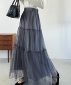 【ジュノア/JUNOAH】のチュールティアードロングスカート ダークグレー|ID: prp329100004491736 ipo3291000000031996558