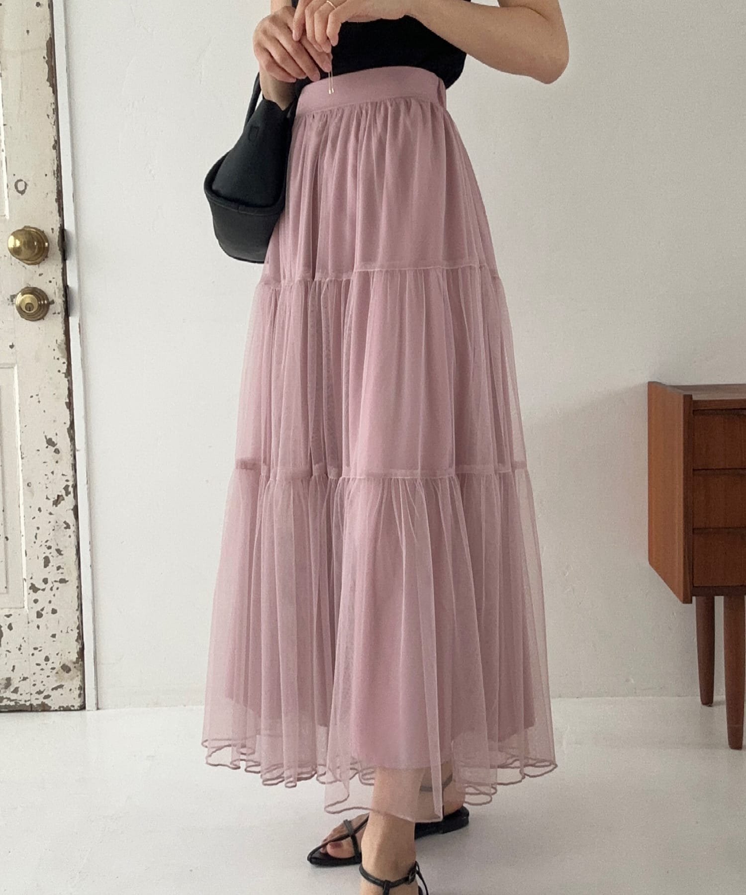 【ジュノア/JUNOAH】のチュールティアードロングスカート インテリア・キッズ・メンズ・レディースファッション・服の通販 founy(ファニー) 　ファッション　Fashion　レディースファッション　WOMEN　スカート　Skirt　ロングスカート　Long Skirt　ピンク|ID: prp329100004491736 ipo3291000000031996564