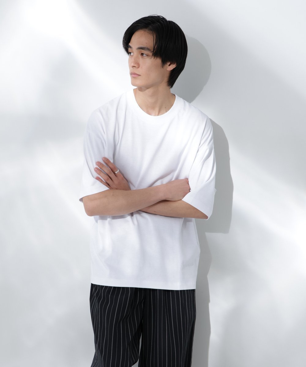 【ナノ ユニバース/nano universe / MEN】のAnti Soaked 汗染み防止 クルーネック ビッグシルエットTシャツ インテリア・キッズ・メンズ・レディースファッション・服の通販 founy(ファニー) 　ファッション　Fashion　メンズファッション　Fashion for Men　今季　This Season, Current Season　吸水　Absorbent, Quick-Dry　定番　Standard, Basic Item　ビッグ　Big, Oversized　メンズ　Men's, Menswear　レギュラー　Regular, Standard Fit　エレガント 上品　Elegant　2025年　2025　2025春夏・S/S　Spring/Summer 2025 SS25　ホワイト|ID: prp329100004492006 ipo3291000000032764144