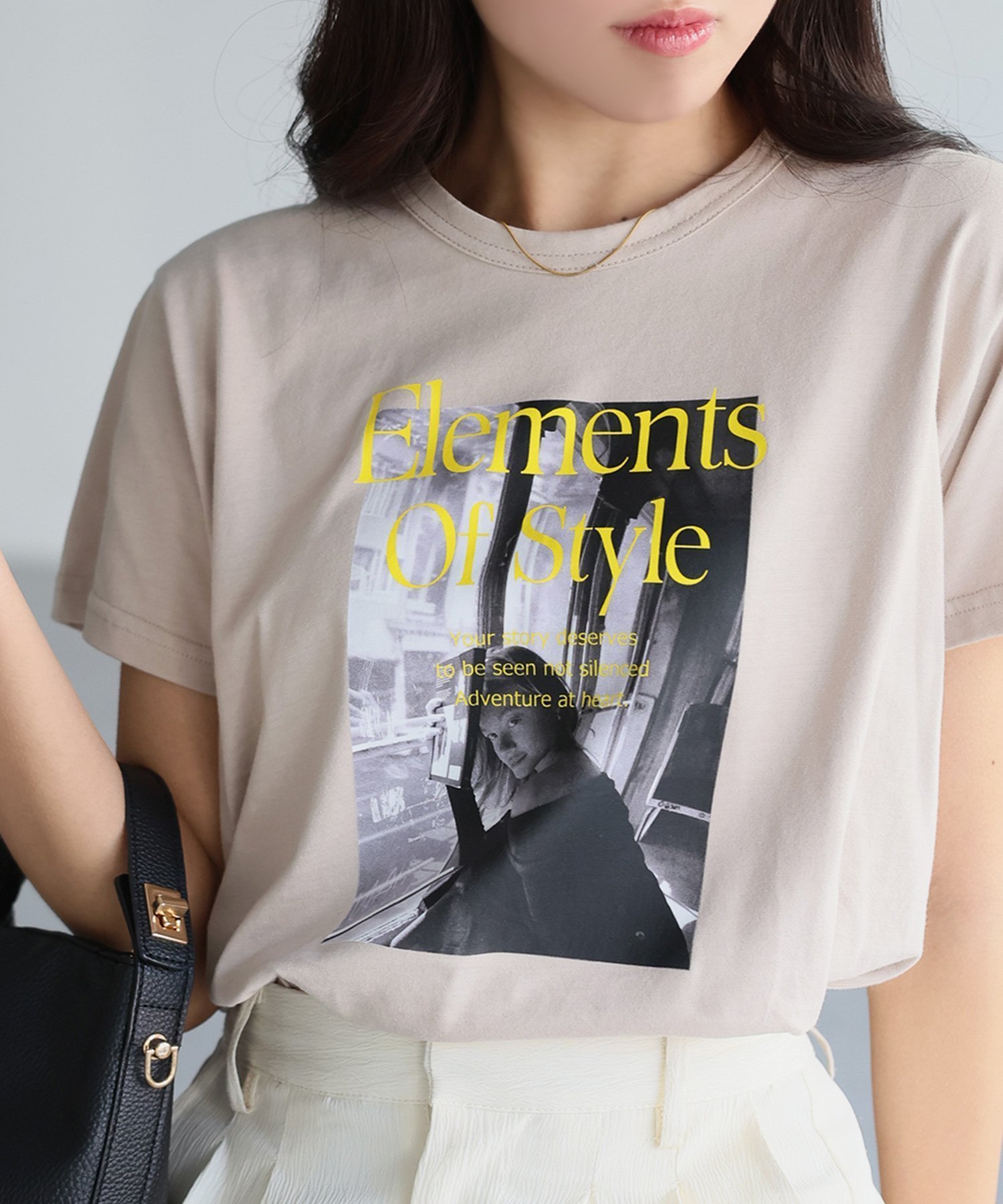 【リベリー/Riberry】のフォトプリントロゴTシャツ インテリア・キッズ・メンズ・レディースファッション・服の通販 founy(ファニー) 　ファッション　Fashion　レディースファッション　WOMEN　トップス・カットソー　Tops/Tshirt　シャツ/ブラウス　Shirts/Blouses　ロング / Tシャツ　T-Shirts　インナー　Inner　シンプル　Simple　スラックス　Slacks　ティアードスカート　Tiered Skirt　デニム　Denim　フロント　Front　プリント　Print　ボトム　Bottom　半袖　Short Sleeve　レギュラー　Regular　ロング　Long　おすすめ　Recommend　夏　Summer　ベージュ×イエロー|ID: prp329100004492046 ipo3291000000031831027