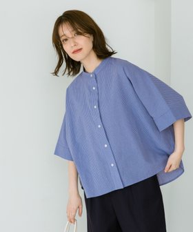 【スタディオ クリップ/studio CLIP】のシングルガーゼドルマン5分袖バンドシャツ 人気、トレンドファッション・服の通販 founy(ファニー) ファッション Fashion レディースファッション WOMEN トップス・カットソー Tops/Tshirt シャツ/ブラウス Shirts/Blouses おすすめ Recommend ストライプ Stripe デニム Denim ドット Dot フレア Flare ボトム Bottom ワイド Wide 人気 Popularity 半袖 Short Sleeve 夏 Summer 定番 Standard |ID:prp329100004492136
