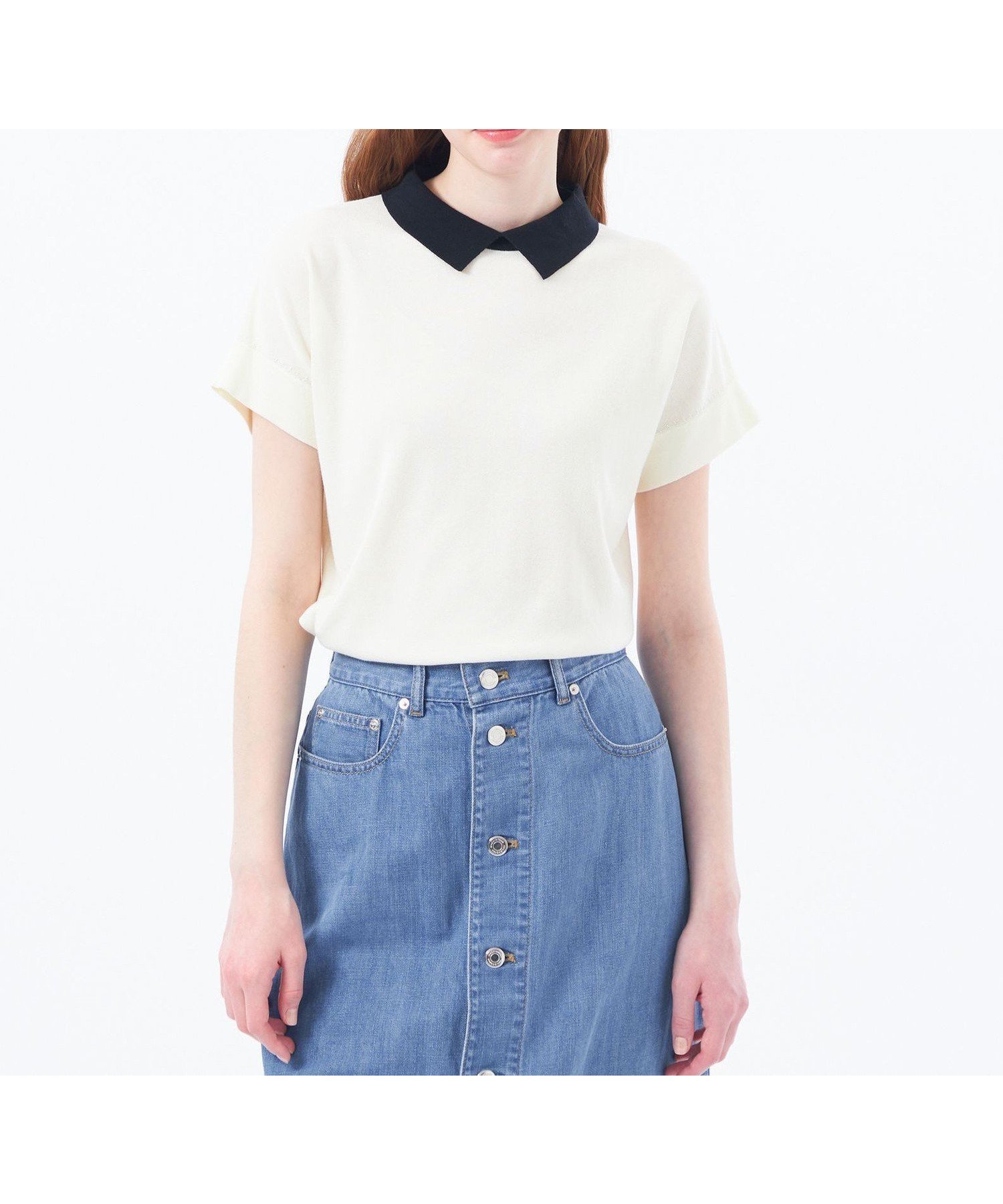 【マッキントッシュ フィロソフィー/MACKINTOSH PHILOSOPHY】の【LEE5月号/蛯原友里さん着用】【Bicolor Knit Polo(バイカラーニットポロ)】ハーフスリーブ インテリア・キッズ・メンズ・レディースファッション・服の通販 founy(ファニー) 　雑誌掲載アイテム　Magazine Items　ファッション雑誌　Fashion Magazines　リー　LEE　ファッション　Fashion　レディースファッション　WOMEN　トップス・カットソー　Tops/Tshirt　ニット　Knit Tops　5月号　May Issue　おすすめ　Recommend　ストレート　Straight　スリーブ　Sleeve　ハーフ　Half　エレガント 上品　Elegant　夏　Summer　春　Spring　雑誌　Magazine　オフホワイト|ID: prp329100004492555 ipo3291000000031908826