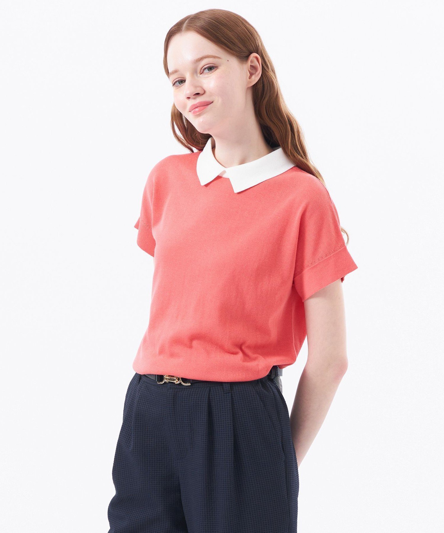 【マッキントッシュ フィロソフィー/MACKINTOSH PHILOSOPHY】の【LEE5月号/蛯原友里さん着用】【Bicolor Knit Polo(バイカラーニットポロ)】ハーフスリーブ インテリア・キッズ・メンズ・レディースファッション・服の通販 founy(ファニー) 　雑誌掲載アイテム　Magazine Items　ファッション雑誌　Fashion Magazines　リー　LEE　ファッション　Fashion　レディースファッション　WOMEN　トップス・カットソー　Tops/Tshirt　ニット　Knit Tops　5月号　May Issue　おすすめ　Recommend　ストレート　Straight　スリーブ　Sleeve　ハーフ　Half　エレガント 上品　Elegant　夏　Summer　春　Spring　雑誌　Magazine　コーラルピンク|ID: prp329100004492555 ipo3291000000031908828