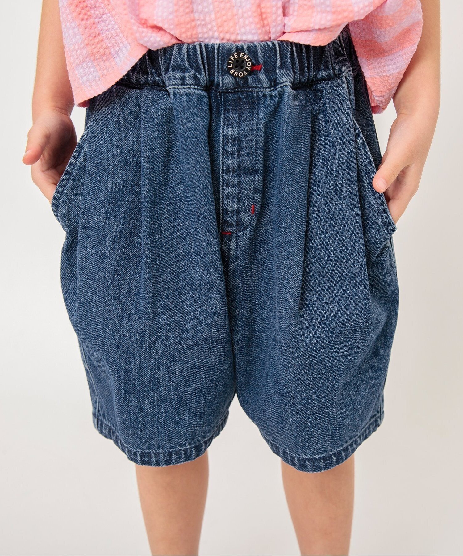 【その他のブランド/Other】のツータックハーフパンツ 5分丈 インテリア・キッズ・メンズ・レディースファッション・服の通販 founy(ファニー) 　ファッション　Fashion　キッズファッション　KIDS　ボトムス　Bottoms/Kids　おすすめ　Recommend　デニム　Denim　ボトム　Bottom　夏　Summer　定番　Standard　デニム|ID: prp329100004492766 ipo3291000000031980823