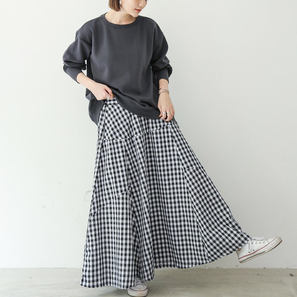 【ミニミニストア/miniministore】のロングスカートレディースギンガムチェック インテリア・キッズ・メンズ・レディースファッション・服の通販 founy(ファニー) 　ファッション　Fashion　レディースファッション　WOMEN　スカート　Skirt　ロングスカート　Long Skirt　ギンガム　Gingham　チェック　Check　フレア　Flare　マキシ　Maxi　ロング　Long　夏　Summer　楽ちん　Easy　ブラック|ID: prp329100004492838 ipo3291000000031996630