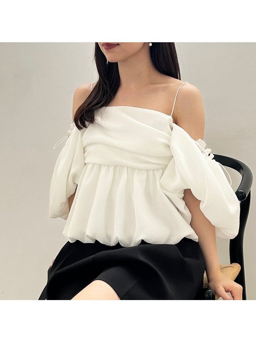 【フレイ アイディー/FRAY I.D】の3wayオフショルパフスリーブブラウス/ウォッシャブル 人気、トレンドファッション・服の通販 founy(ファニー) 　ファッション　Fashion　レディースファッション　WOMEN　トップス・カットソー　Tops/Tshirt　シャツ/ブラウス　Shirts/Blouses　ウォッシャブル　Washable　オフショルダー　Off Shoulder　キャミソール　Camisole　シルバー　Silver　スリーブ　Sleeve　デニム　Denim　トレンド　Trend　バルーン　Balloon　ファブリック　Fabric　フェミニン　Feminine　ペプラム　Peplum　ボトム　Bottom　メタル　Metal　おすすめ　Recommend　夏　Summer　エレガント 上品　Elegant　 other-1|ID: prp329100004493789 ipo3291000000031995166
