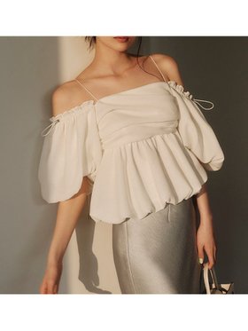 【フレイ アイディー/FRAY I.D】の3wayオフショルパフスリーブブラウス/ウォッシャブル 人気、トレンドファッション・服の通販 founy(ファニー) ファッション Fashion レディースファッション Fashion for Women トップス・カットソー Cut & Sew Tops シャツ・ブラウス・オフィスカジュアル Elegant Blouses & Button-Ups ウォッシャブル Machine Washable キャミソール Camisole, Spaghetti Strap Top シルバー Silver, Metallic Silver スリーブ Sleeve, Long Sleeve / Short Sleeve デニム Denim, Jeans Material トレンド Trend, Trending Now バルーン Balloon, Balloon Silhouette ファブリック Fabric, Textile フェミニン Feminine, Girly ペプラム Peplum, Flared Hem ボトム Bottoms, Lower Wear メタル Metal, Metal Parts おすすめ Recommended / Our Picks 夏 Summer エレガント 上品 Elegant |ID:prp329100004493789