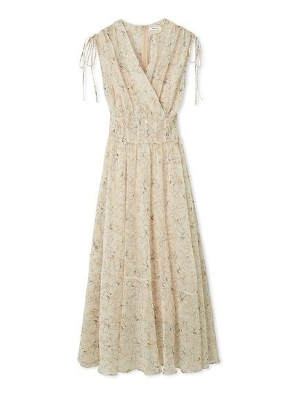 【フレイ アイディー/FRAY I.D】のラインフラワープリントカシュワンピース インテリア・キッズ・メンズ・レディースファッション・服の通販 founy(ファニー) 　ファッション　Fashion　レディースファッション　WOMEN　ワンピース　Dress　カシュクール　Cachecoeur　ストライプ　Stripe　デコルテ　Decolletage　トレンド　Trend　バランス　Balance　フラワー　Flower　フレア　Flare　プリント　Print　マーブル　Marble　ラグジュアリー　Luxury　リボン　Ribbon　エレガント 上品　Elegant　YEL[032]|ID: prp329100004493897 ipo3291000000031997409
