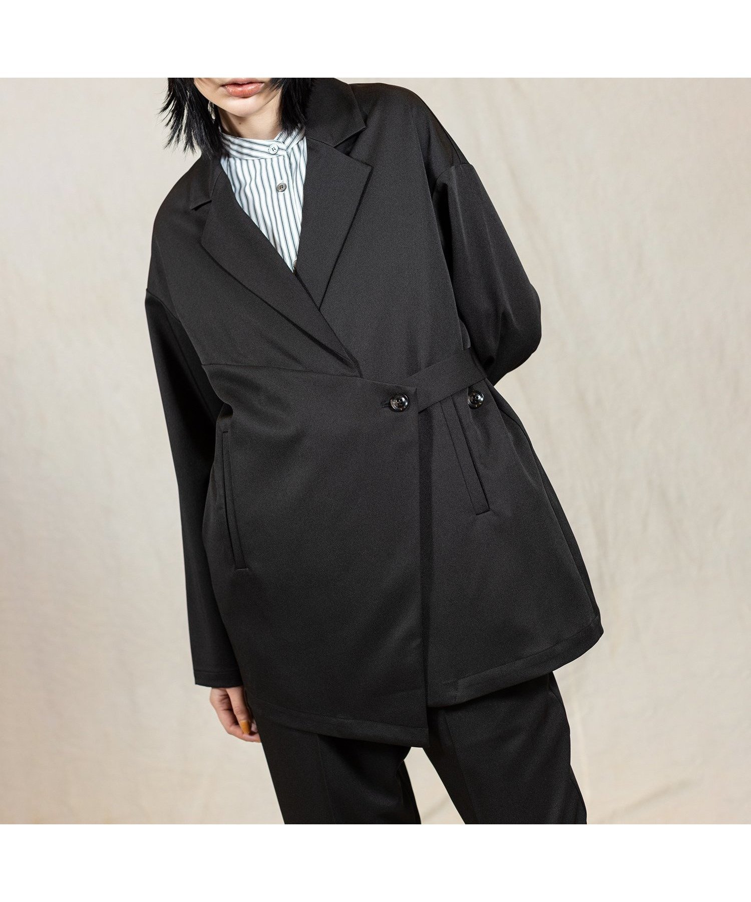 【オズモーシス/OSMOSIS】の3WAYアシンメトリーテーラードジャケット インテリア・キッズ・メンズ・レディースファッション・服の通販 founy(ファニー) 　ファッション　Fashion　レディースファッション　WOMEN　アウター　Coat Outerwear　ジャケット　Jackets　テーラードジャケット　Tailored Jackets　BLACK|ID: prp329100004493986 ipo3291000000031734655