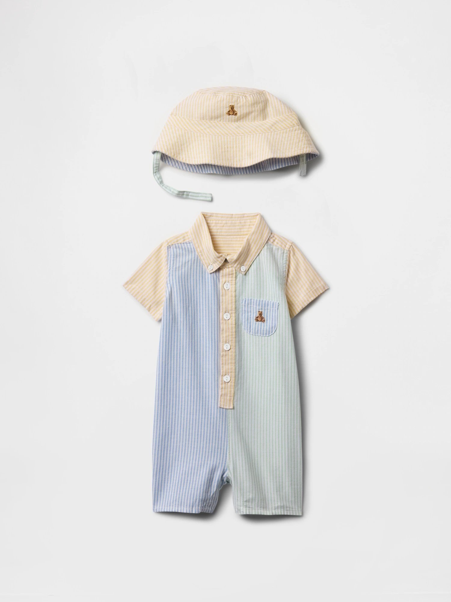 【ギャップ/GAP / KIDS】のオックスフォード ショートオール コーデセット (ベビー) インテリア・キッズ・メンズ・レディースファッション・服の通販 founy(ファニー) 　ファッション　Fashion　キッズファッション　KIDS　オーガニック　Organic　ショート　Short　ストライプ　Stripe　パッチ　Patch　フロント　Front　ブロック　Block　ベビー　Baby　ポケット　Pocket　半袖　Short Sleeve　ラップ　Wrap　リバーシブル　Reversible　COLORBLOCK|ID: prp329100004494173 ipo3291000000031894667