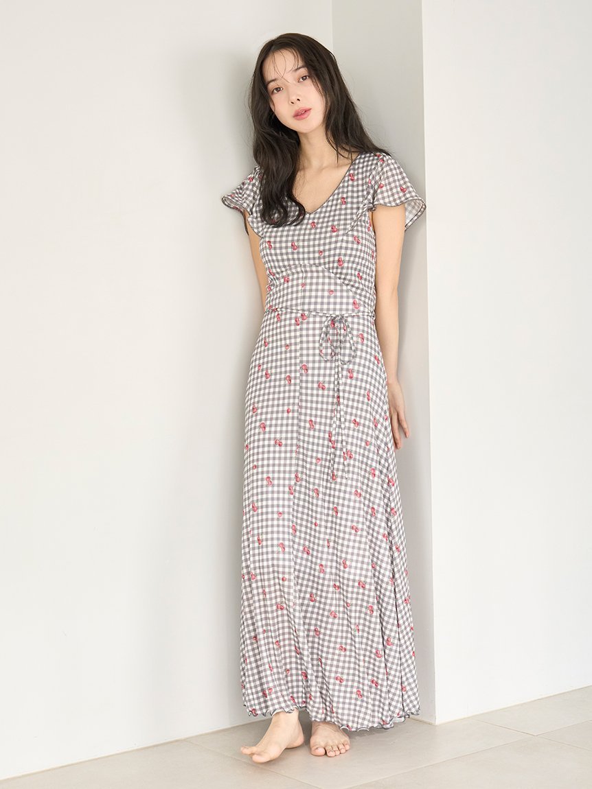 【スナイデル ホーム/SNIDEL HOME】のチェリーカシュクールワンピース 人気、トレンドファッション・服の通販 founy(ファニー) 　ファッション　Fashion　レディースファッション　WOMEN　ワンピース　Dress　カットソー　Cut And Sew　ギンガム　Gingham　ストレッチ　Stretch　チェック　Check　チェリー　Cherry　フレア　Flare　定番　Standard　春　Spring　 other-1|ID: prp329100004495346 ipo3291000000031704309