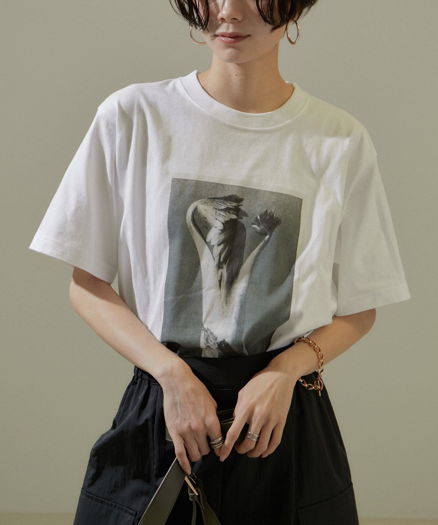 【サロン アダム エ ロペ/SALON adam et rope'】の【WEB限定】【KARL BLOSSFELDT(カールブロスフェルト)】フォトTシャツ 2 /25SS インテリア・キッズ・メンズ・レディースファッション・服の通販 founy(ファニー) 　ファッション　Fashion　レディースファッション　WOMEN　トップス・カットソー　Tops/Tshirt　シャツ/ブラウス　Shirts/Blouses　ロング / Tシャツ　T-Shirts　フェルト　Felt　フロント　Front　プリント　Print　ホワイト(10)|ID: prp329100004495795 ipo3291000000031803071