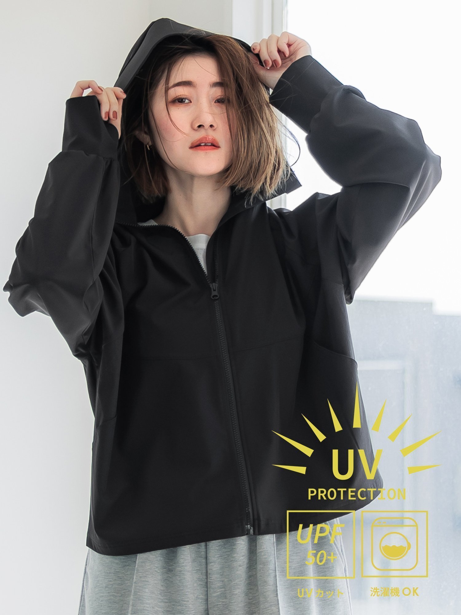 【コカ/COCA】のUVカットドルマンパーカー インテリア・キッズ・メンズ・レディースファッション・服の通販 founy(ファニー) 　ファッション　Fashion　レディースファッション　WOMEN　トップス・カットソー　Tops/Tshirt　パーカ　Sweats　ポケット　Pocket　Black|ID: prp329100004496656 ipo3291000000031722022