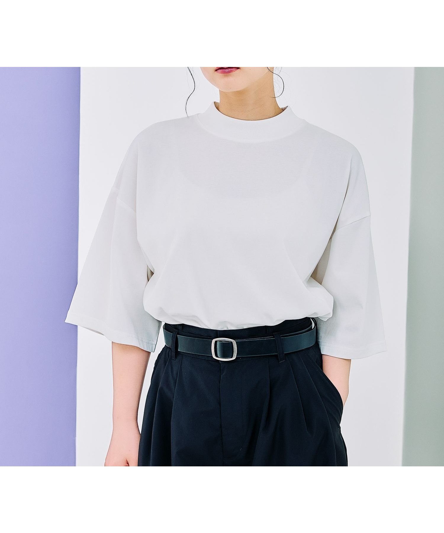 【レプシィム ローリーズファーム/LEPSIM LOWRYS FARM】のモックネックT インテリア・キッズ・メンズ・レディースファッション・服の通販 founy(ファニー) 　ファッション　Fashion　レディースファッション　WOMEN　サンダル　Sandals　モックネック　Mock Neck　ワイド　Wide　オフホワイト05|ID: prp329100004497101 ipo3291000000031998196