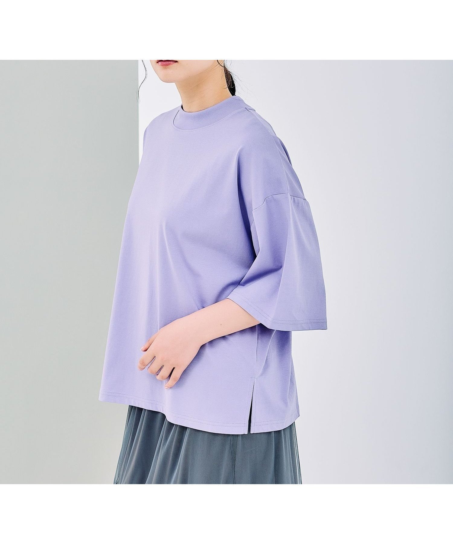 【レプシィム ローリーズファーム/LEPSIM LOWRYS FARM】のモックネックT インテリア・キッズ・メンズ・レディースファッション・服の通販 founy(ファニー) 　ファッション　Fashion　レディースファッション　WOMEN　サンダル　Sandals　モックネック　Mock Neck　ワイド　Wide　パープル93|ID: prp329100004497101 ipo3291000000031998198