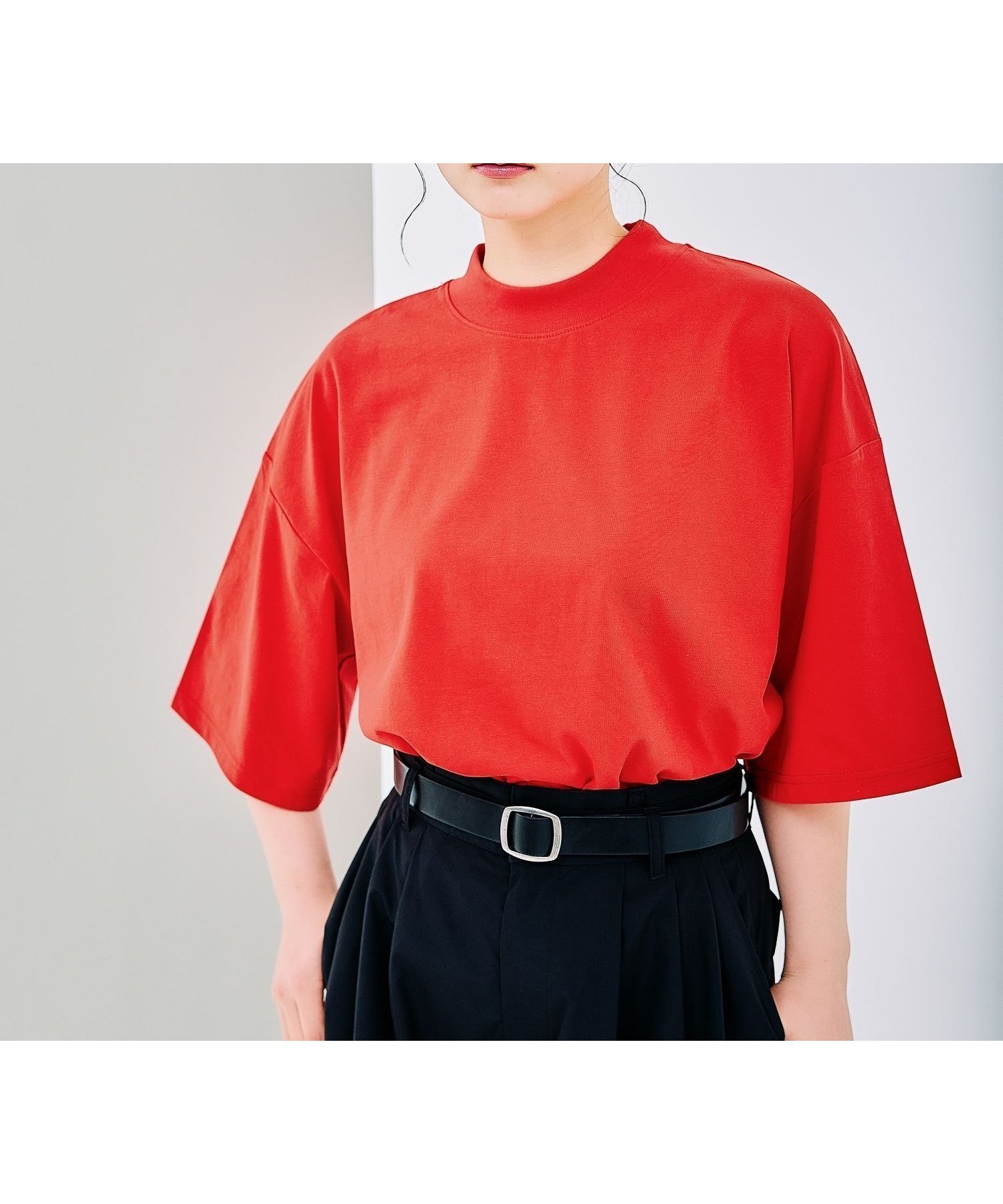 【レプシィム ローリーズファーム/LEPSIM LOWRYS FARM】のモックネックT インテリア・キッズ・メンズ・レディースファッション・服の通販 founy(ファニー) 　ファッション　Fashion　レディースファッション　Ladies' Fashion Online　サンダル　Sandals　モックネック　Mock Neck　ワイド　Wide　レッド35|ID: prp329100004497101 ipo3291000000032625207