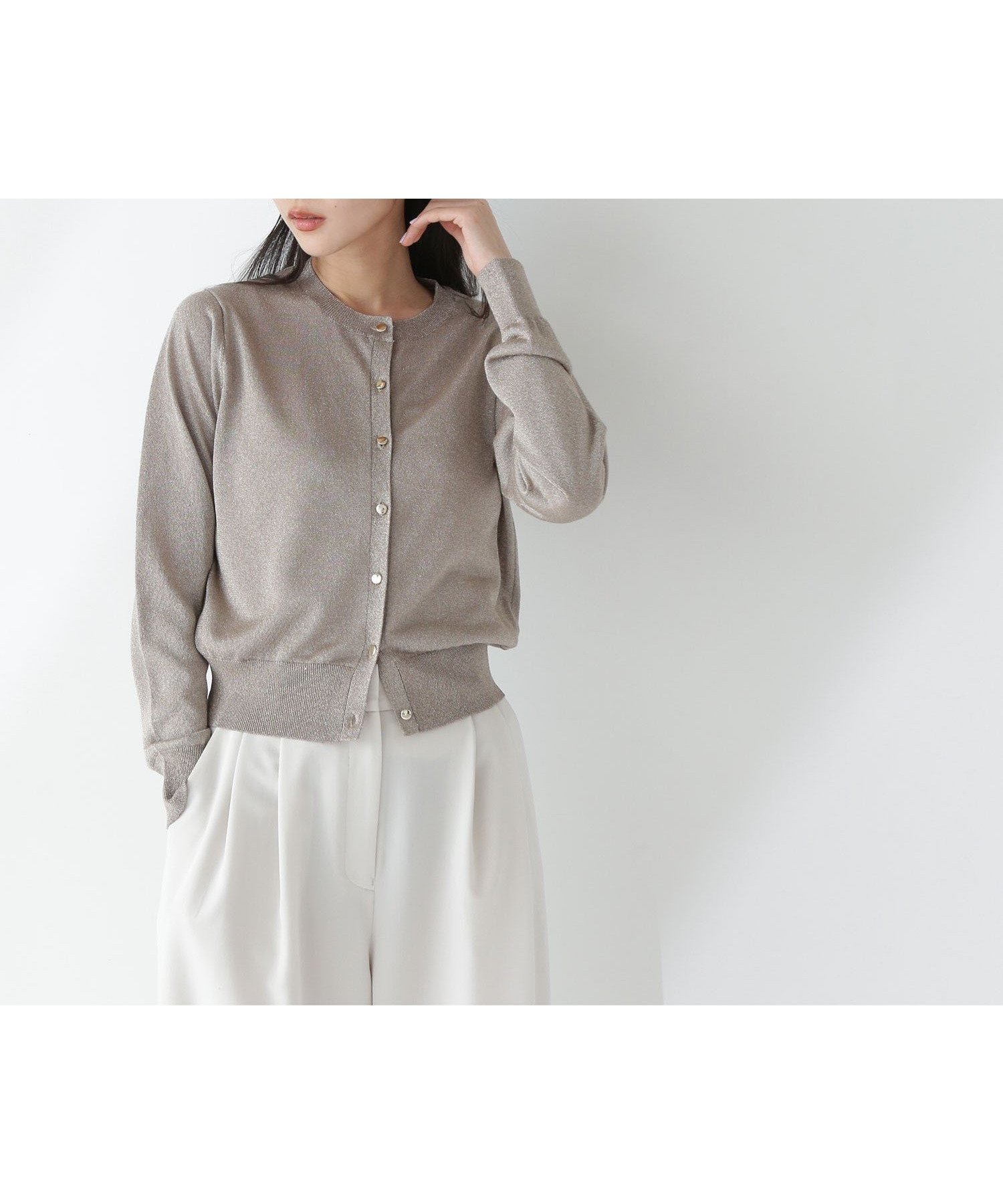 【ナチュラル ビューティー ベーシック/NATURAL BEAUTY BASIC】のラメシアーベーシックカーディガン インテリア・キッズ・メンズ・レディースファッション・服の通販 founy(ファニー) 　ファッション　Fashion　レディースファッション　WOMEN　トップス・カットソー　Tops/Tshirt　カーディガン　Cardigans　インナー　Inner　カーディガン　Cardigan　キャミソール　Camisole　コンパクト　Compact　シアー　Sheer　タンク　Tank　プレーン　Plane　ベージュ|ID: prp329100004497343 ipo3291000000031933737