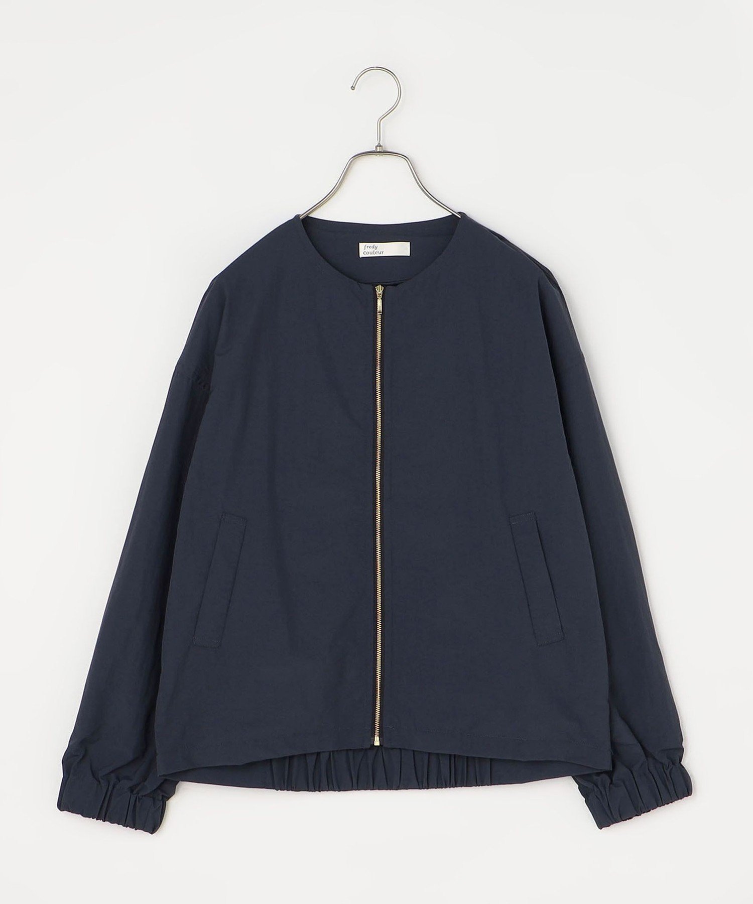 【その他のブランド/Other】のクルーネックZIPブルゾン インテリア・キッズ・メンズ・レディースファッション・服の通販 founy(ファニー) 　ファッション　Fashion　レディースファッション　WOMEN　アウター　Coat Outerwear　ブルゾン　Blouson/Jackets　春　Spring　ギャザー　Gather　ブルゾン　Blouson　ミリタリー　Military　ロング　Long　ワッシャー　Washer　S/S・春夏　Ss・Spring/Summer　おすすめ　Recommend　夏　Summer　2024年　2024　2024春夏・S/S　Ss,Spring/Summer,2024　エレガント 上品　Elegant　ネイビー|ID: prp329100004497440 ipo3291000000031992017